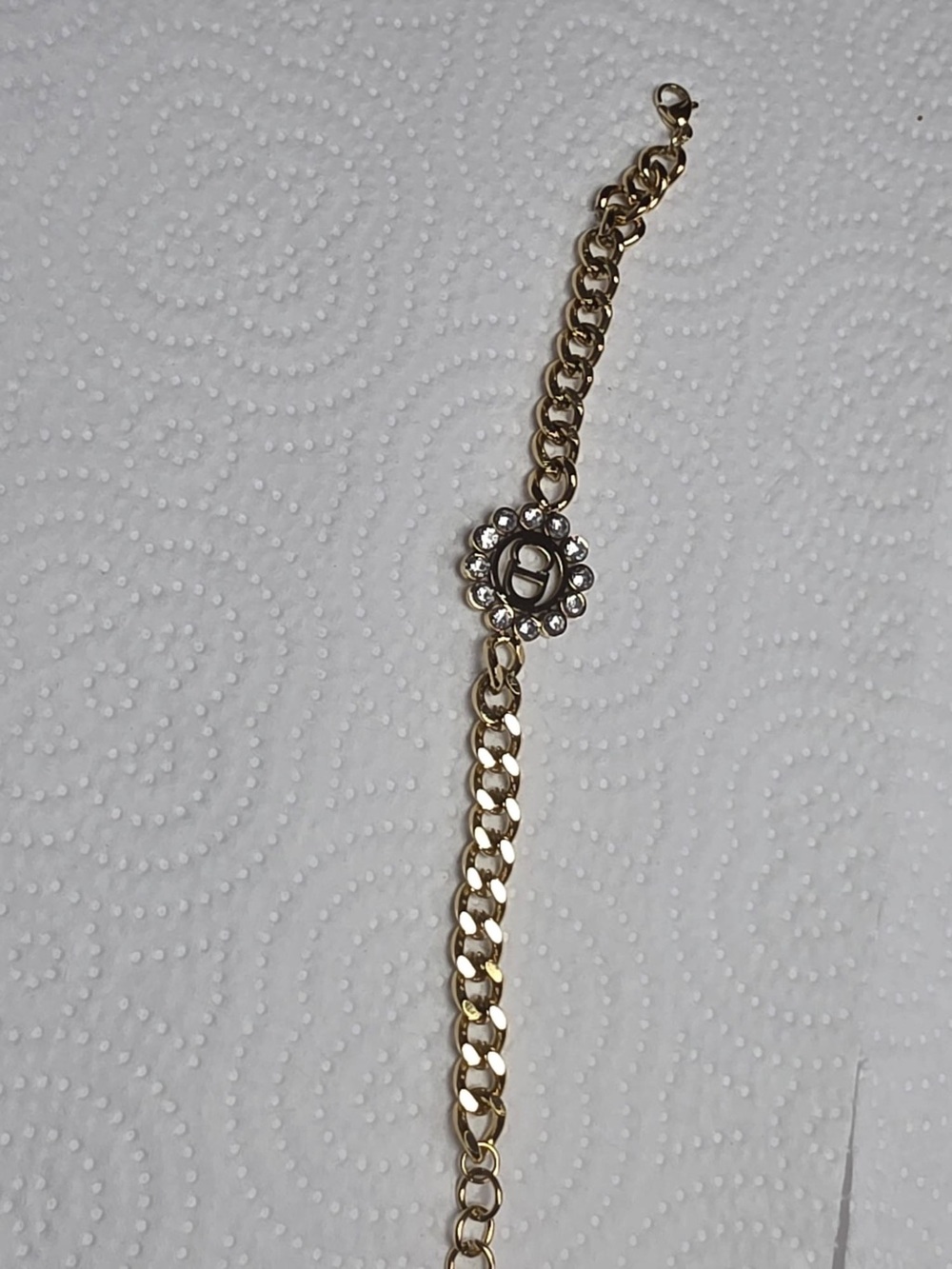 Gold Crystal Flower Chain Bracelet